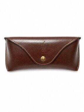 POLO RALPH LAUREN Leather Glasses Sunglasses Case Velvet Brown Green 7" x 2.5"